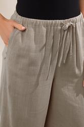 LTS Tall Women's Beige Brown Linen Tie Waist Cropped Trousers | Long Tall Sally  4