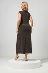 YOURS LONDON Plus Size Chocolate Brown Drape Dress | Yours Clothing 2