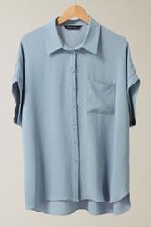 EVANS Curve Light Blue Grown-On Sleeve Blouse