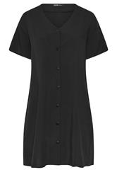 YOURS Curve Black Button Through Tunic Dress