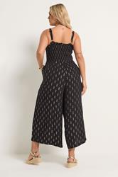 YOURS Plus Size Black Crinkle Metallic Wide Leg Jumpsuit | Yours Clothing 2