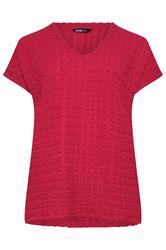 YOURS Curve Red Bubble Textured T-Shirt