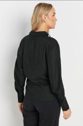 LTS Tall Black Asymmetric Button Shirt | Long Tall Sally 2