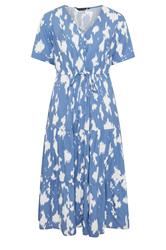 EVANS Curve Blue Abstract Print Tie Waist Dress