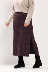 YOURS Plus Size Burgundy Red Check Print Textured Tube Skirt | Yours Clothing 3