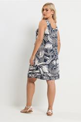 YOURS Plus Size Navy Blue Palm Leaf Dress | Yours Clothing 2
