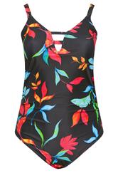 YOURS Plus Size Black Floral Strap Detail Swimsuit | Yours Clothing 7