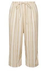 YOURS Curve Natural Brown Stripe Linen Look Culottes