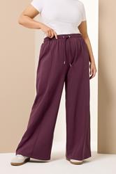 YOURS Plus Size Burgundy Red Wide Leg Joggers | Yours Clothing 3