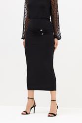 LTS Tall Black Buckle Drape Maxi Skirt | Long Tall Sally 1