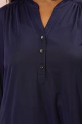 YOURS Plus Size Navy Blue Half Placket Ribbed Shirt | Yours Clothing 4
