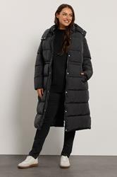 EVANS Curve Black Maxi Puffer Coat | Evans 2
