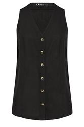 YOURS Curve Black Linen Waistcoat
