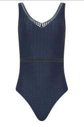 LTS Tall Navy Blue Textured Swimsuit