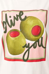 LIMITED COLLECTION Plus Size Ivory White 'Olive You' T-Shirt | Yours Clothing 4