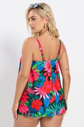 YOURS Plus Size Black Tropical Print Tankini Top | Yours Clothing 6