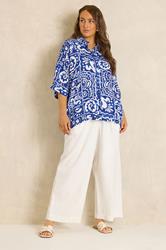 EVANS Plus Size Blue Abstract Print Blouse | Evans 1