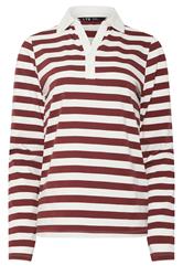 LTS Tall Burgundy Red Stripe Cotton Placket Polo Top | Long Tall Sally 5