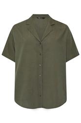 YOURS Curve Khaki Green Linen Shirt