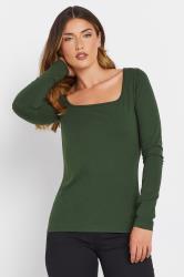 LTS Tall 2 PACK Green & Brown Square Neck Tops | Long Tall Sally 2