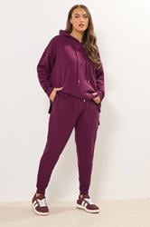 YOURS Plus Size Burgundy Red Tie Cuffed Joggers | Yours Clothing 1