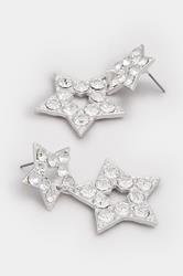 Silver Tone Diamante Star Earrings | Yours Clothing 2