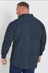 BadRhino Tailoring Big & Tall Navy Blue Micro Floral Print Formal Shirt | BadRhino 5