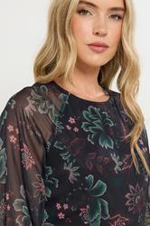 LTS Tall Black Chiffon Floral Maxi Dress | Long Tall Sally 5