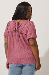 LIMITED COLLECTION Plus Size Red Gingham Tie Back Top | Yours Clothing 2