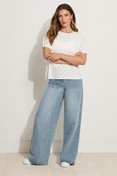 LTS Tall Ivory White Broderie Puff Sleeve Top | Long Tall Sally 2