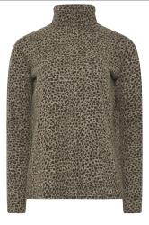 LTS Tall Brown Animal Print Soft Touch Roll Neck Jumper