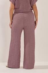 YOURS Plus Size Dusky Pink Bubble Textured Wide Leg Trousers | Yours Clothing 2