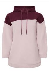 YOURS Curve Pink Colour Block Teddy Fleece Hoodie