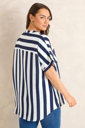 EVANS Plus Size Blue & White Stripe Blouse | Evans 2