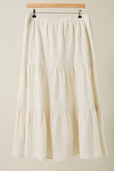 EVANS Plus Size Natural Brown Tiered Linen Maxi Skirt | Evans 6