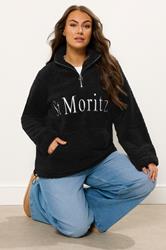 YOURS Plus Size Black 'St Moritz' Teddy Borg Fleece | Yours Clothing 3