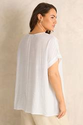 EVANS Plus Size White Lace Detail Short Sleeve Top | Evans  2