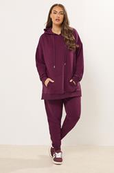 YOURS Plus Size Burgundy Red Pocket Front Hoodie | Yours Clothing 1