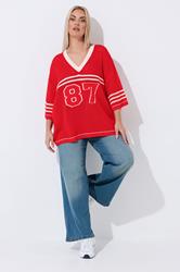 LIMITED COLLECTION Plus Size Red '87' Crochet Top | Yours Clothing 1