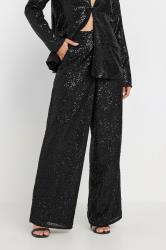PixieGirl Petite Women's Black Sequin Embellished Wide Leg Trousers | PixieGirl 4