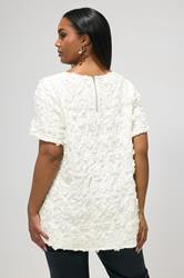 YOURS LONDON Plus Size White Textured Abstract Blouse | Yours Clothing 2