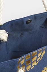 Navy Blue & Gold Pineapple Tote Bag | Yours Clothing 4