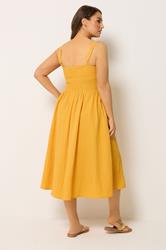 YOURS Plus Size Golden Yellow Shirred Sundress | Yours Clothing 2