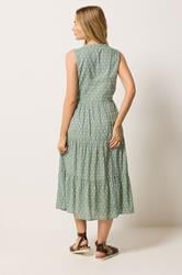M&Co Sage Green Dobby Sleeveless Cotton Midi Dress | M&Co 4