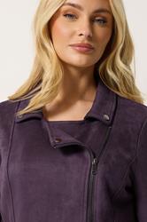 M&Co Purple Faux Suede Biker Jacket | M&Co 4