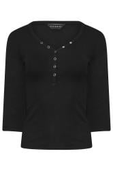 PixieGirl Petite Women's 2 PACK Black & Khaki Green Button Henley Tops | PixieGirl 9