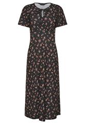 PixieGirl Petite Black Ditsy Floral Tie Front Midi Dress