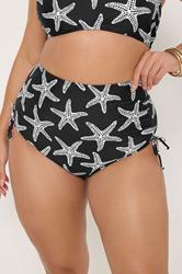 YOURS Plus Size Black Starfish Super High Waist Tummy Control Bikini Briefs | Yours Clothing 1