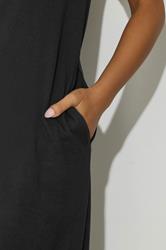 PixieGirl Petite Women's Black Cotton T-Shirt Maxi Dress | PixieGirl 5