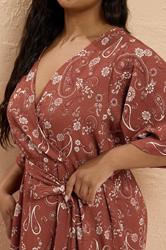 YOURS Plus Size Orange Paisley Kimono Sleeve Maxi Wrap Dress | Yours Clothing 4